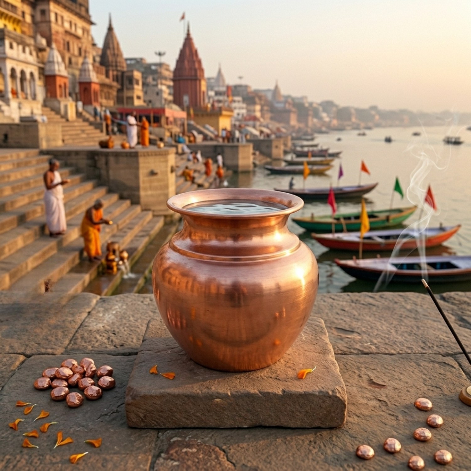 Copper Kalash with Ganga Jal (1L)
